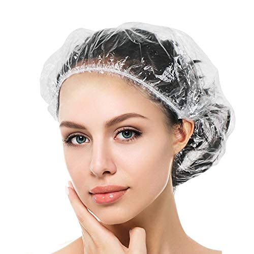 Auban Shower Cap Disposable, 50 PCS Bath Caps Larger Thick Clear Waterproof P...