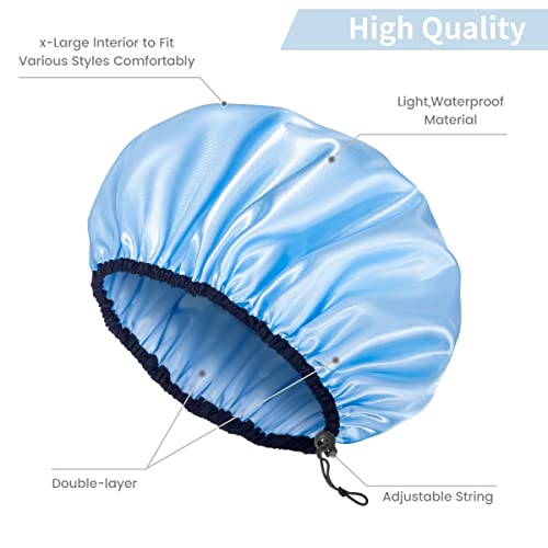 Auban Shower Cap for Women, Adjustable Reusable, Extra Large, Double-Layer Wa...