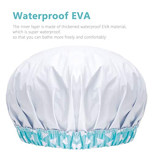 Auban Shower Cap Reusable,Ribbon Bow Bath Cap Oversized Large Design With Wat...