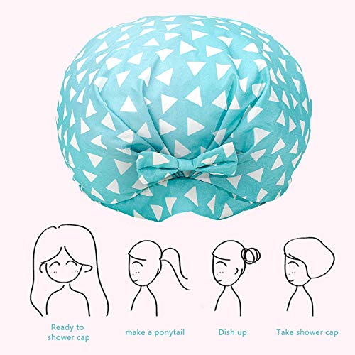 Auban Shower Cap Reusable,Ribbon Bow Bath Cap Oversized Large Design With Wat...