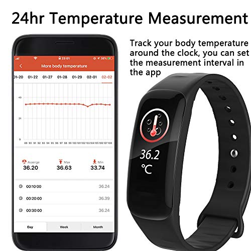 Fitness Tracker,Activity Tracker with Body Temperature Heart Rate Blood Press...