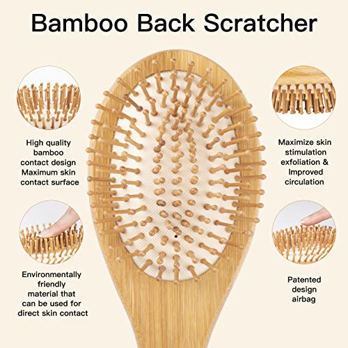 Bamboo Oversize Curved Back Scratcher,Large 131 Wooden Points Provide Instant...