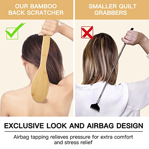 Bamboo Oversize Curved Back Scratcher,Large 131 Wooden Points Provide Instant...