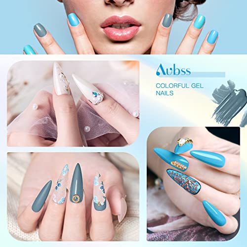 Aubss 24Pcs Gel Nail Polish Kit - Popular Bright Nail Art Solid Sparkle Color...