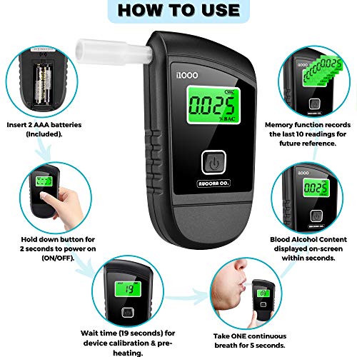 Breathalyzer, FDA Cleared Portable Alcohol Tester with Digital LCD Screen & 1...