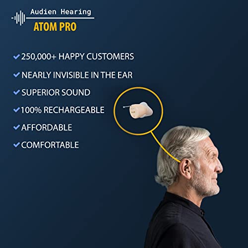 Audien ATOM PRO Wireless Rechargeable Hearing Amplifier to Aid and Assist Hea...