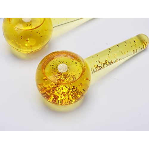 AUDUODUO® Ice Globes For Facial 2 pcs Face Massage Globes Golden Glittery Ski...