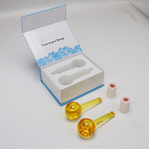 AUDUODUO® Ice Globes For Facial 2 pcs Face Massage Globes Golden Glittery Ski...