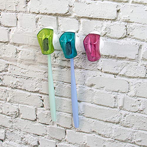 AUEAR, Toothbrush Head Covers with Suction Cup Anti Dust Toothbrush Cover Gre...