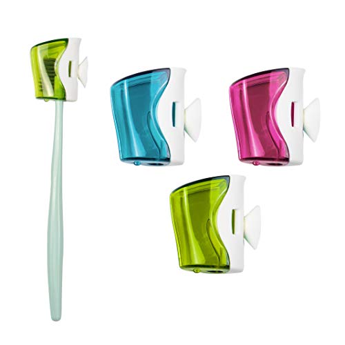 AUEAR, Toothbrush Head Covers with Suction Cup Anti Dust Toothbrush Cover Gre...