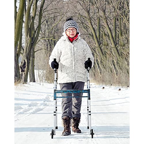 Auitoa 2 Mold Standard Folding Walker for Seniors with Detachable Armrest, St...