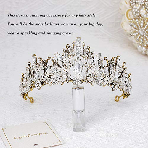 Aukmla Queen Crowns and Tiaras Gold Baroque Crown Rhinestones Headpiece Costu...