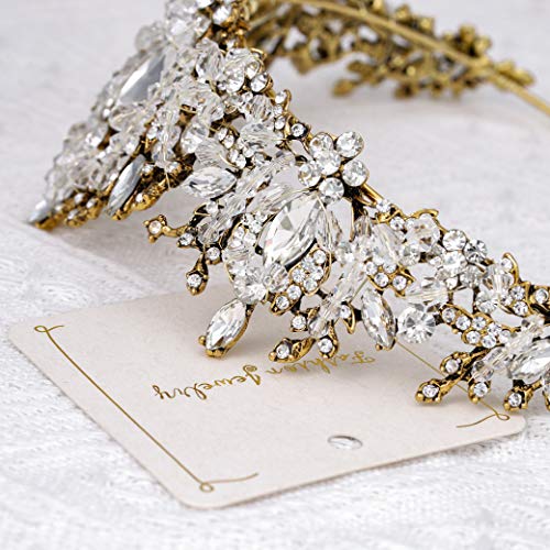 Aukmla Queen Crowns and Tiaras Gold Baroque Crown Rhinestones Headpiece Costu...
