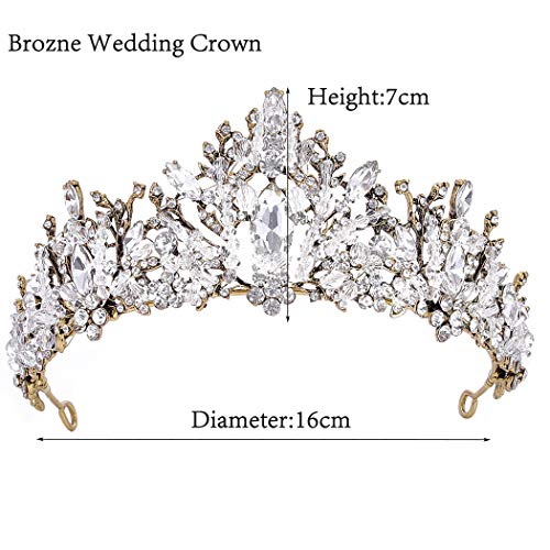 Aukmla Queen Crowns and Tiaras Gold Baroque Crown Rhinestones Headpiece Costu...