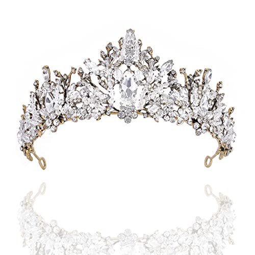Aukmla Queen Crowns and Tiaras Gold Baroque Crown Rhinestones Headpiece Costu...