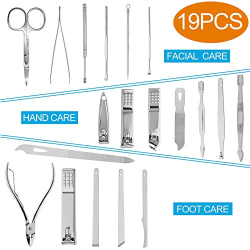 19 PCS Premium Manicure Set, AULLUA Nail Clippers, Professional Grooming Gift...
