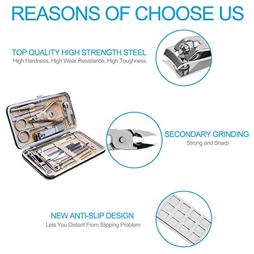 19 PCS Premium Manicure Set, AULLUA Nail Clippers, Professional Grooming Gift...