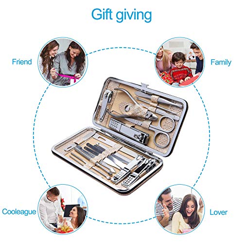 19 PCS Premium Manicure Set, AULLUA Nail Clippers, Professional Grooming Gift...