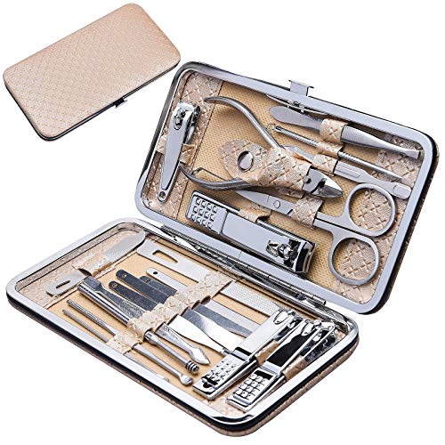 19 PCS Premium Manicure Set, AULLUA Nail Clippers, Professional Grooming Gift...
