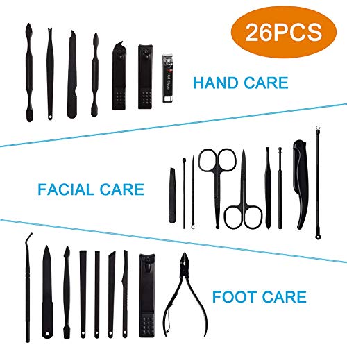 26 PCS Premium Manicure Set, AULLUA Nail Clippers, Professional Grooming Gift...