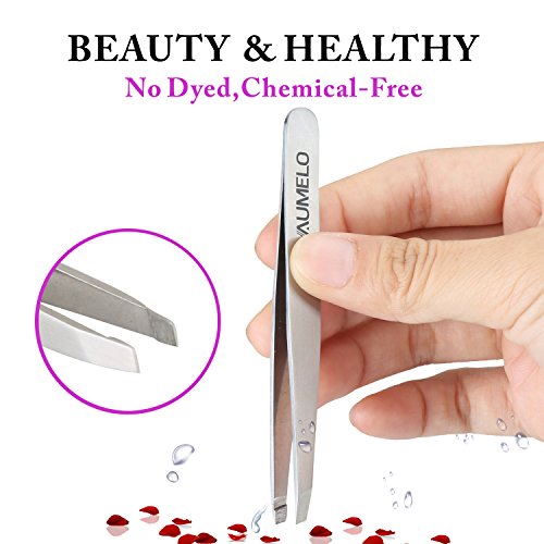 Tweezers Set 4-Piece Professional Stainless Steel Tweezers Gift with Travel C...