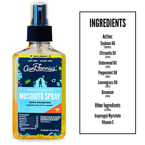 Aunt Fannie's DEET Free Mosquito Repellent Spray - 3.38 Fl Oz (Pack of 3)