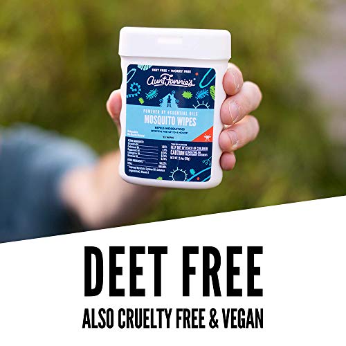 Aunt Fannie's Mosquito Repellent Wipes, DEET-Free Wipes for Indoor/Outdoor Pr...