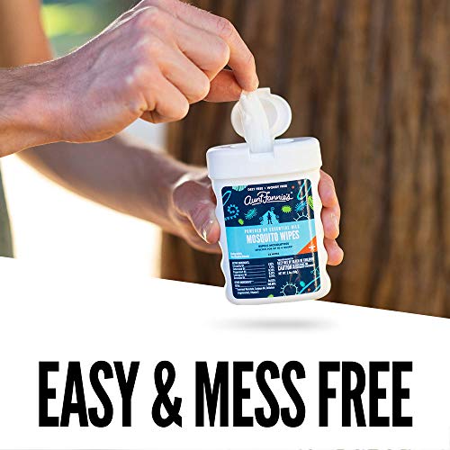 Aunt Fannie's Mosquito Repellent Wipes, DEET-Free Wipes for Indoor/Outdoor Pr...