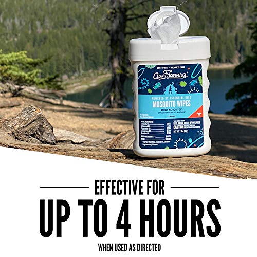 Aunt Fannie's Mosquito Repellent Wipes, DEET-Free Wipes for Indoor/Outdoor Pr...