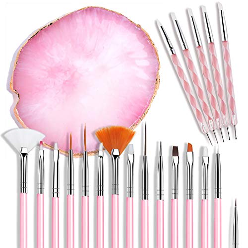 21 Pcs Nail Art Brushes Nail Art Tool Set Resin Palette Nail Art Painting Mix...