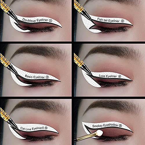 Professional Eyeliner Eyebrow Stencil Eyeshadow Stamp Pads Stencils Patches S...