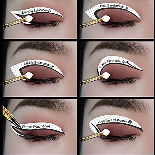 Professional Eyeliner Eyebrow Stencil Eyeshadow Stamp Pads Stencils Patches S...