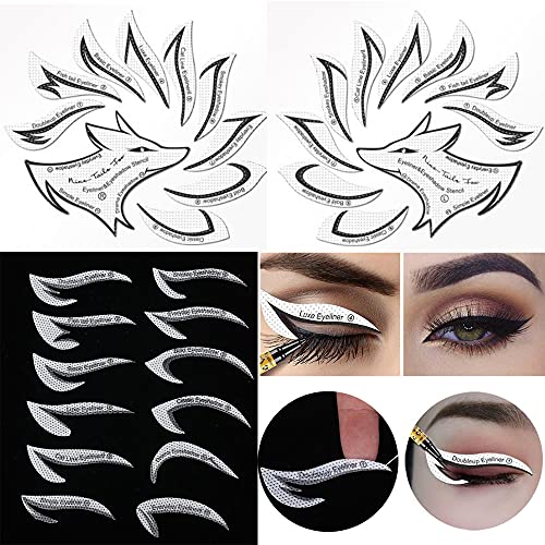 Professional Eyeliner Eyebrow Stencil Eyeshadow Stamp Pads Stencils Patches S...