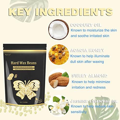 Wax Beads for Hair Removal, Hard Wax Beads for Sensitive Skin, 1.1LB Painless...