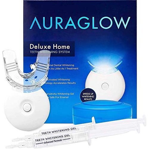 AuraGlow Teeth Whitening Kit, LED Light, 35% Carbamide Peroxide, (2) 5ml Gel ...