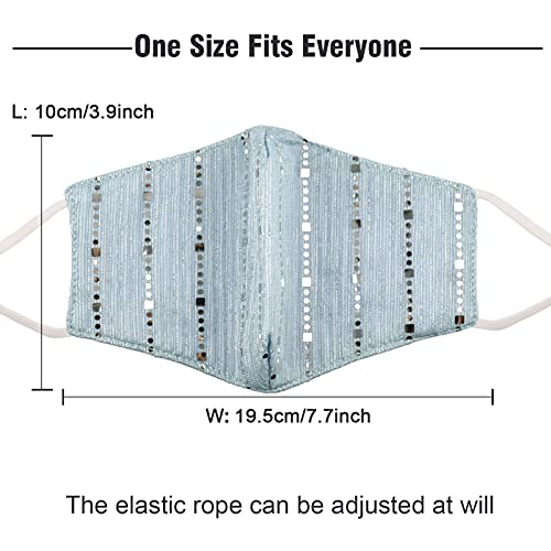 Sparkly Mesh Face Mask Reusable Face Bandanas Decorative Halloween Nightclub ...