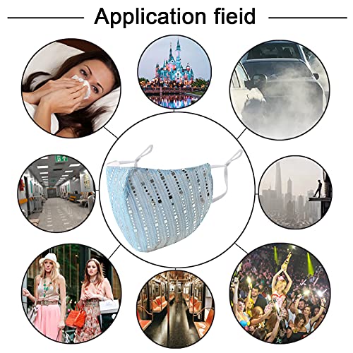 Sparkly Mesh Face Mask Reusable Face Bandanas Decorative Halloween Nightclub ...