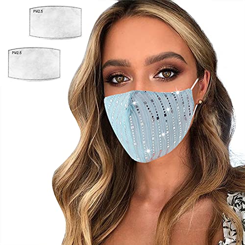 Sparkly Mesh Face Mask Reusable Face Bandanas Decorative Halloween Nightclub ...