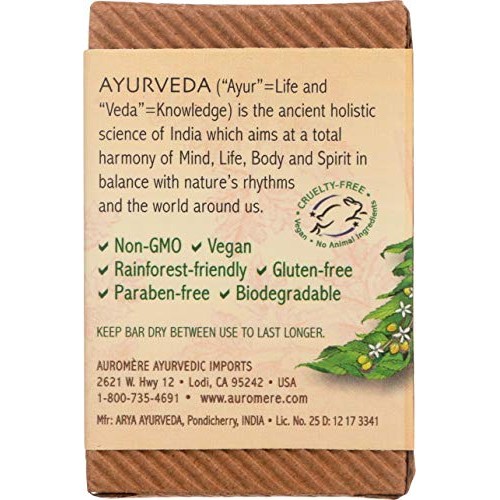 Auromere Ayurvedic Bar Soap, Sandal Turmeric - Eco Friendly, Handmade, Vegan,...
