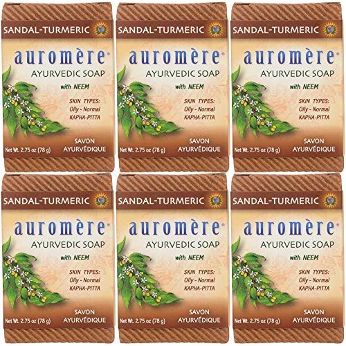 Auromere Ayurvedic Bar Soap, Sandal Turmeric - Eco Friendly, Handmade, Vegan,...