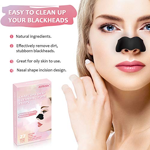 AUSLKA Blackhead Pore Strips,(27 Counts) Blackhead Remover, Deep Cleansing Ch...