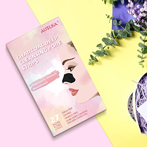 AUSLKA Blackhead Pore Strips,(27 Counts) Blackhead Remover, Deep Cleansing Ch...