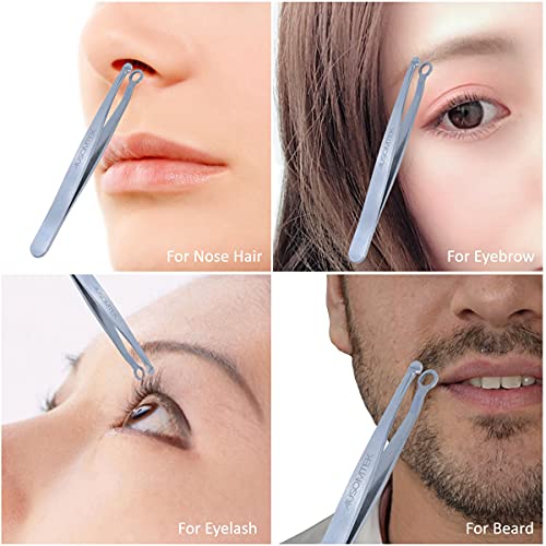 [Upgraded Version] AUSOMTEK Nose Hair Trimming Tweezers, Ear Hair Trimming Tw...