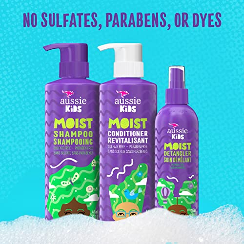 Aussie Kids Shampoo, Conditioner, and Detangler Bundle, Sulfate Free and Para...