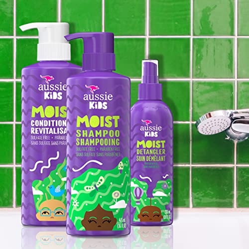 Aussie Kids Shampoo, Conditioner, and Detangler Bundle, Sulfate Free and Para...