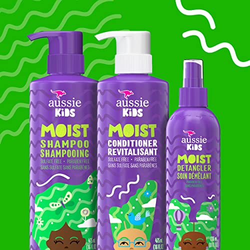 Aussie Kids Shampoo, Conditioner, and Detangler Bundle, Sulfate Free and Para...