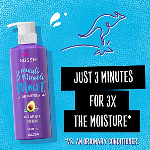 Aussie Miracle Moist Shampoo, and 3 Minute Miracle Deep Conditioner Hair Trea...