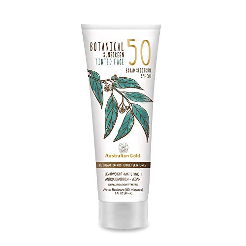 Australian Gold Botanical Sunscreen Tinted Face BB Cream SPF 50, 3 Ounce | Ri...
