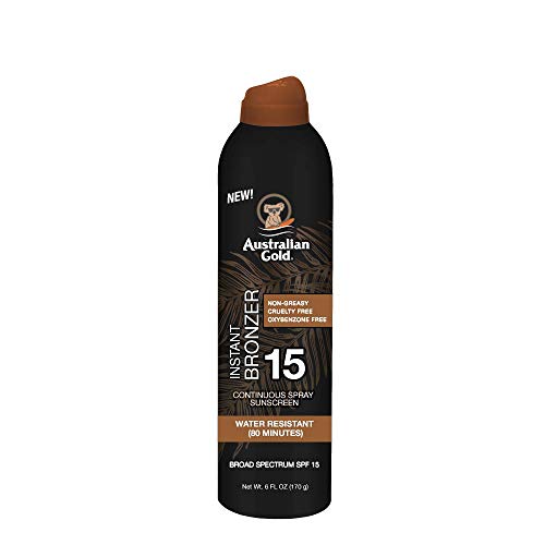 Australian Gold Continuous Spray Sunscreen with Instant Bronzer SPF 15, Immed...