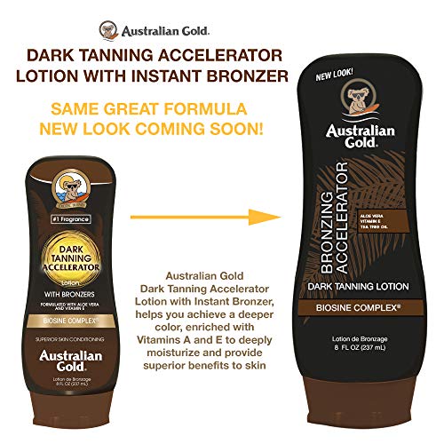 Australian Gold Dark Tanning Accelerator Lotion With Bronzer, 8 Ounce, New Pa...